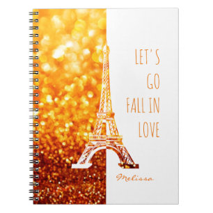 Fall in love Paris Romantic Eiffel Tower Notebook