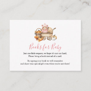 Fall in Love Pink Bear Baby Shower Books For Baby Enclosure Card
