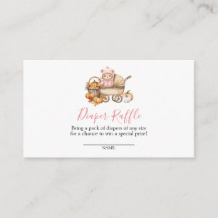 Fall in Love Pink Bear Baby Shower Diaper Raffle Enclosure Card