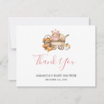 Fall in Love Pink Girl Gingham Bear Baby Shower