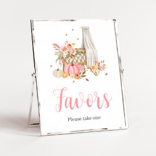 Fall In Love Pink Pumpkin Favours Baby Shower Poster
