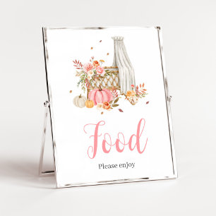 Fall In Love Pink Pumpkin Food Baby Shower Poster