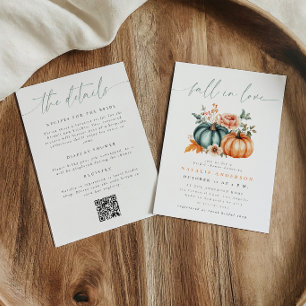 Fall in Love Pumpkin All in One Bridal Shower Invitation