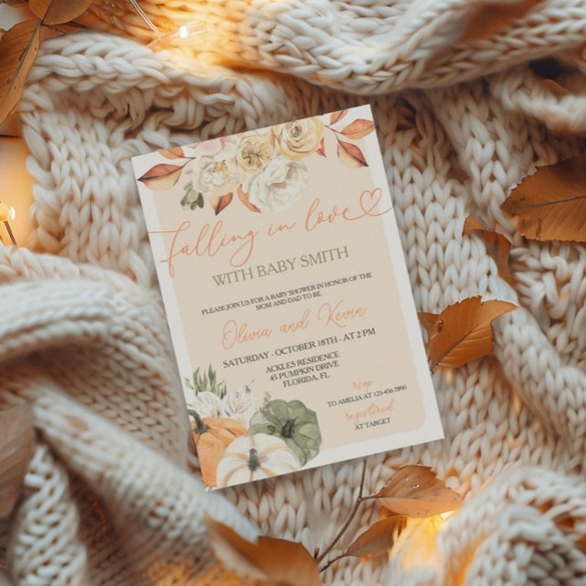 Fall in Love Pumpkin Autumn Baby Shower Invitation (Creator Uploaded)