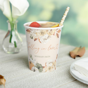 Fall in Love Pumpkin Autumn Baby Shower Paper Cups