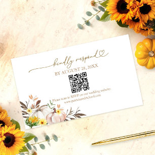Fall in Love Pumpkin Autumn QR Code Online RSVP Enclosure Card