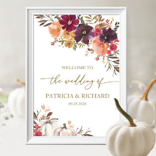 Fall in Love Pumpkin Autumn Wedding Welcome Poster