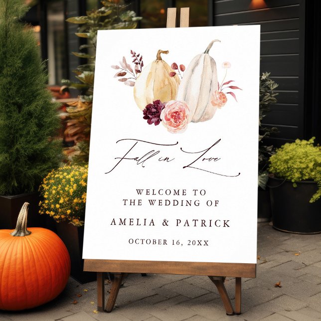 Fall in Love Pumpkin Autumn Wedding Welcome Sign (Creator Uploaded)