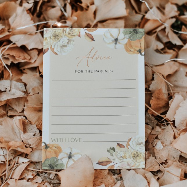 Fall in Love Pumpkin Baby Shower Advice Game Card (Creator Uploaded)