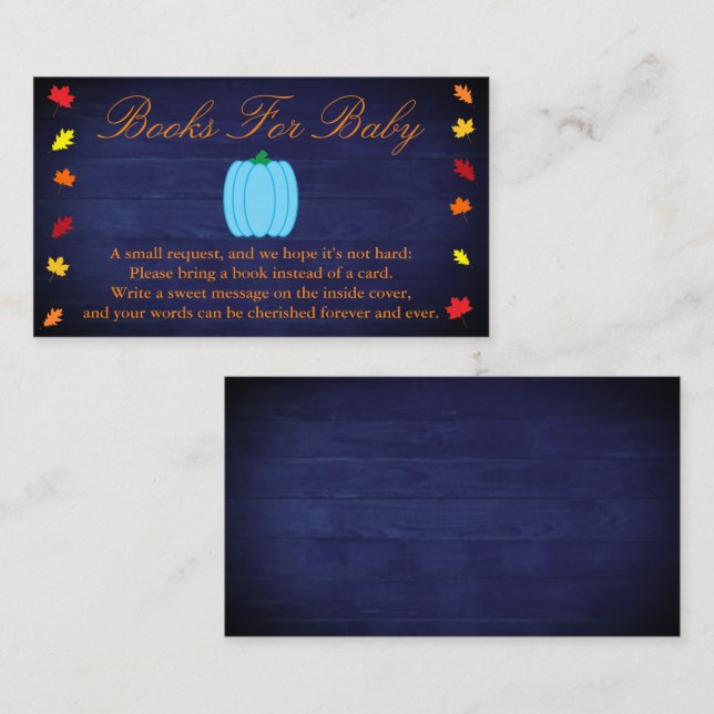 Fall In Love Pumpkin Baby Shower Books For Baby Enclosure Card (Front/Back)