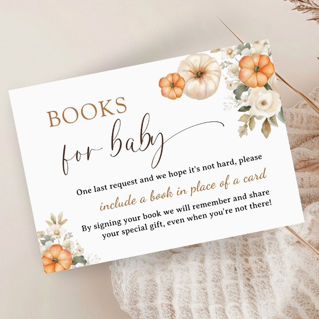 Fall in Love Pumpkin Baby Shower Books For Baby Enclosure Card (Creator Uploaded)