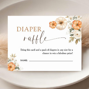 Fall in Love Pumpkin Baby Shower Diaper Raffle Enclosure Card