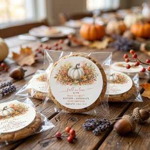 Fall In Love Pumpkin Baby Shower Favor Classic Round Sticker