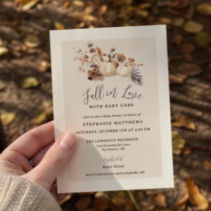 Fall In Love Pumpkin Baby Shower Invitation