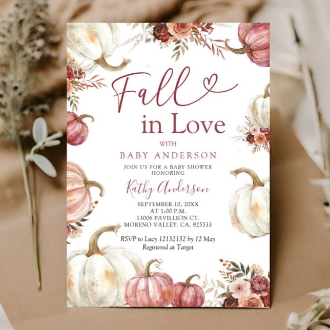 Fall in Love Pumpkin Baby Shower Invitation (Creator Uploaded)