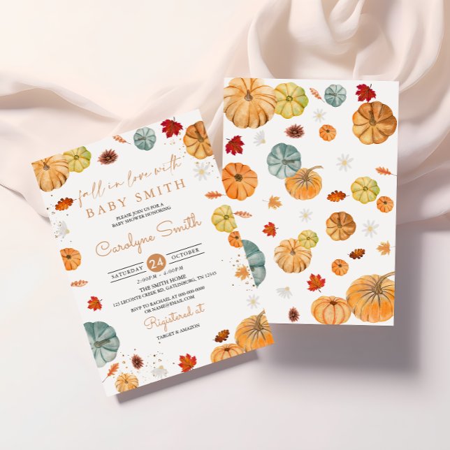 Fall in Love Pumpkin Baby Shower Invitation (Creator Uploaded)
