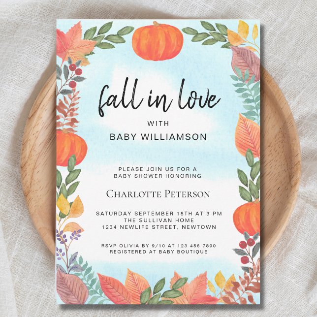 Fall in Love Pumpkin Baby Shower  Invitation (Creator Uploaded)
