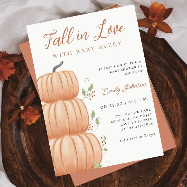 Fall in Love Pumpkin Baby Shower Invitation (Creator Uploaded)