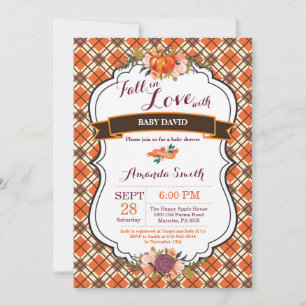 Fall in Love Pumpkin Baby Shower Invitation Card