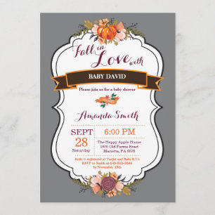Fall in Love Pumpkin Baby Shower Invitation Gary