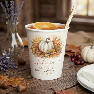 Fall In Love Pumpkin Baby Shower Paper Cups