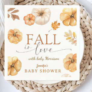 Fall in Love Pumpkin Baby Shower Paper Napkin