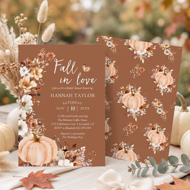 Fall in Love Pumpkin Boho Bridal Shower Invitation (Creator Uploaded)