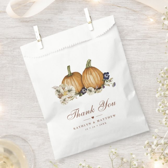 Fall In Love Pumpkin Botanical Autumn Wedding Favour Bags (Creator Uploaded)