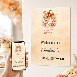 Fall in Love Pumpkin Bow Welcome Bridal Shower Poster