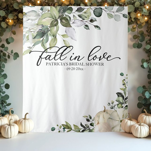 Fall In Love Pumpkin Bridal Shower Backdrop Tapestry (Creator Uploaded)