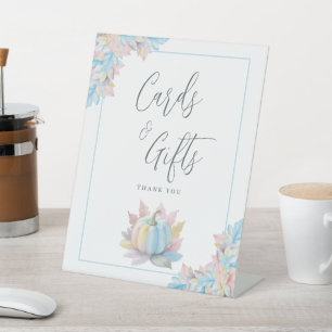 Fall in Love Pumpkin Bridal Shower Cards and Gifts Pedestal Sign