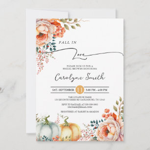 Fall in Love Pumpkin Bridal Shower Invitation