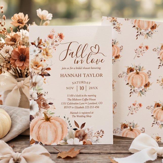 Fall in Love Pumpkin Bridal Shower Invitation (Creator Uploaded)