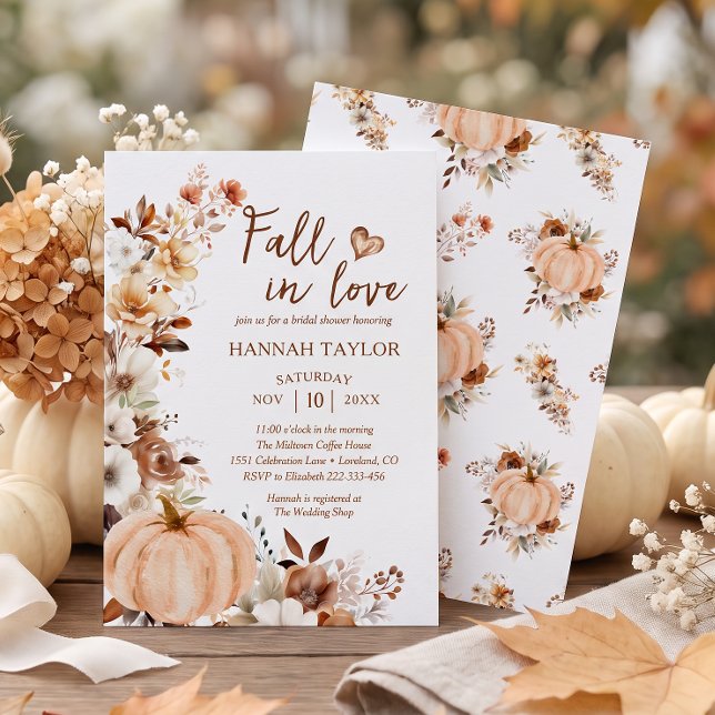 Fall in Love Pumpkin Bridal Shower Invitation (Creator Uploaded)
