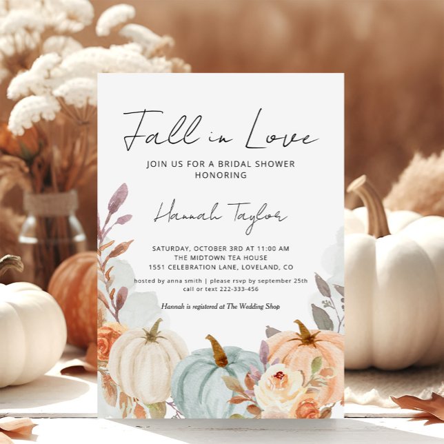 Fall in Love Pumpkin Bridal Shower Invitation (Creator Uploaded)
