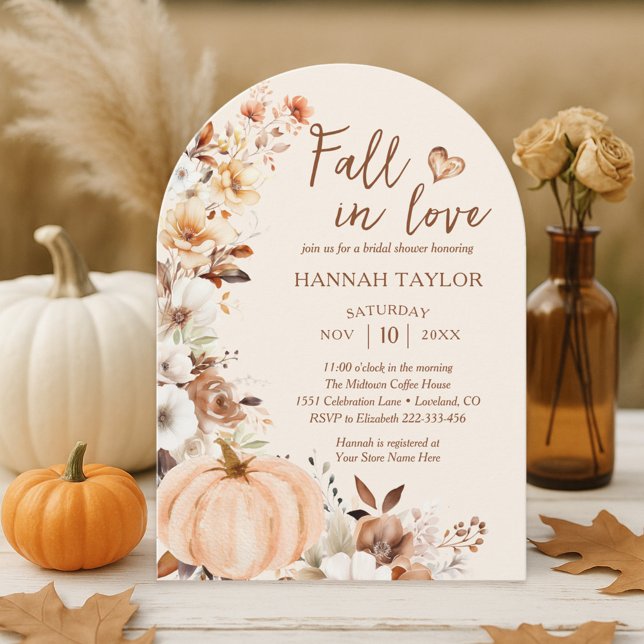 Fall in Love Pumpkin Bridal Shower Invitation (Creator Uploaded)