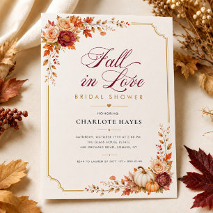 Fall in Love Pumpkin Bridal Shower Invitations