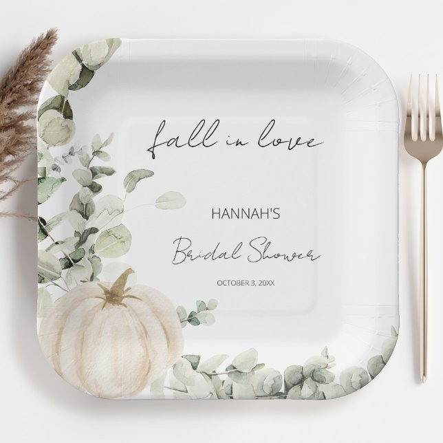 Fall In Love Pumpkin Bridal Shower Paper Plate (Creator Uploaded)