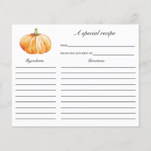Fall in Love Pumpkin Bridal Shower Recipe card