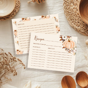 Fall in Love Pumpkin Bridal Shower Recipe Card