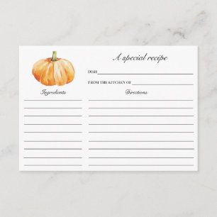 Fall in Love Pumpkin Bridal Shower Recipe card