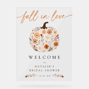 Fall in Love Pumpkin Bridal Shower Welcome Sign
