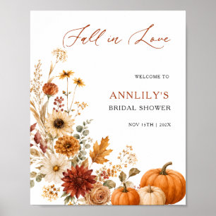 Fall in Love Pumpkin Bridal Shower Welcome Sign
