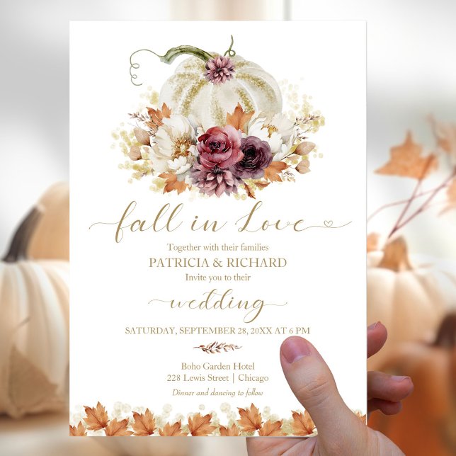 Fall in Love Pumpkin Budget Wedding Invitations Flyer (Creator Uploaded)