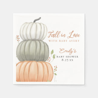 Fall in Love Pumpkin Fall Baby Shower Napkin