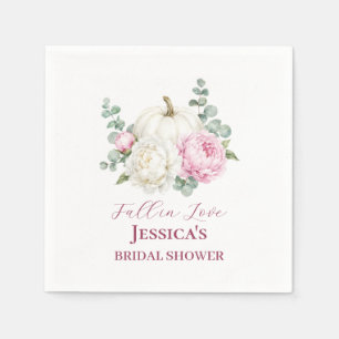 Fall in Love Pumpkin Fall Peony Bridal Shower  Napkin