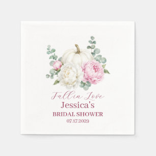 Fall in Love Pumpkin Fall Peony Bridal Shower  Napkin