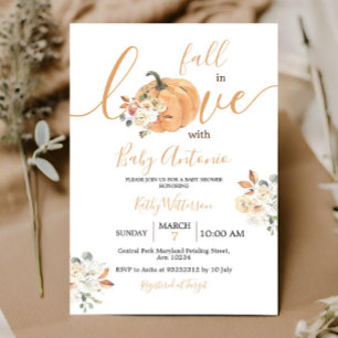 Fall in Love Pumpkin Floral Baby Shower Invitation