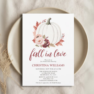 Fall in Love Pumpkin Floral Bridal Shower Invitation