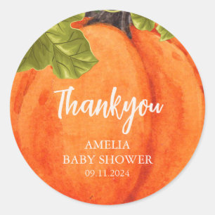 Fall in love pumpkin Floral  Fall Baby shower Classic Round Sticker
